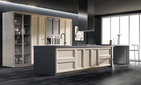 Cocina blanca con isla central